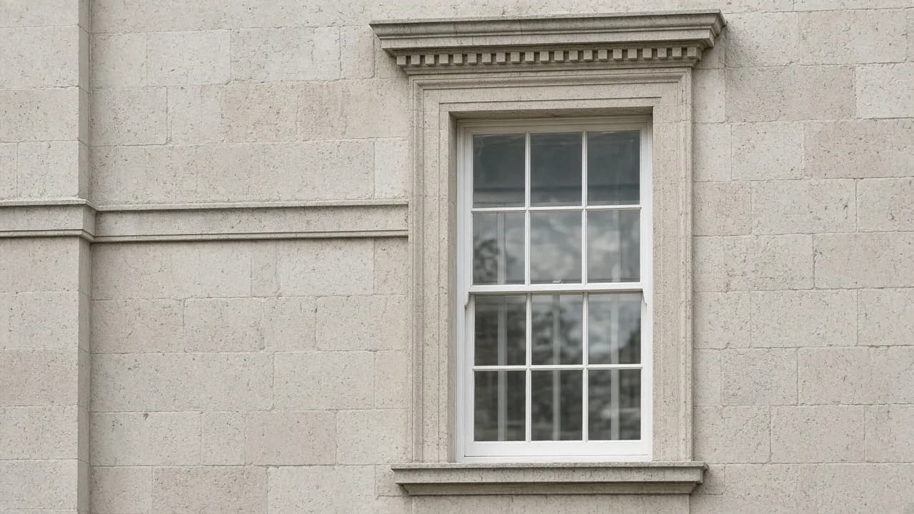 Limestone façade and sash window detail at Hartwell Land
